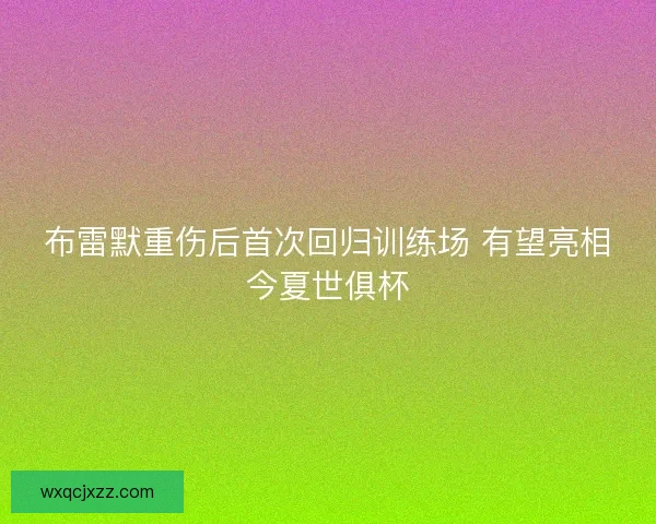 布雷默重伤后首次回归训练场 有望亮相今夏世俱杯