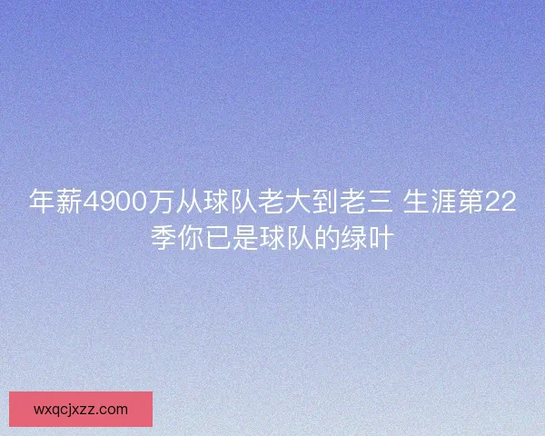年薪4900万从球队老大到老三 生涯第22季你已是球队的绿叶