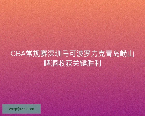 CBA常规赛深圳马可波罗力克青岛崂山啤酒收获关键胜利